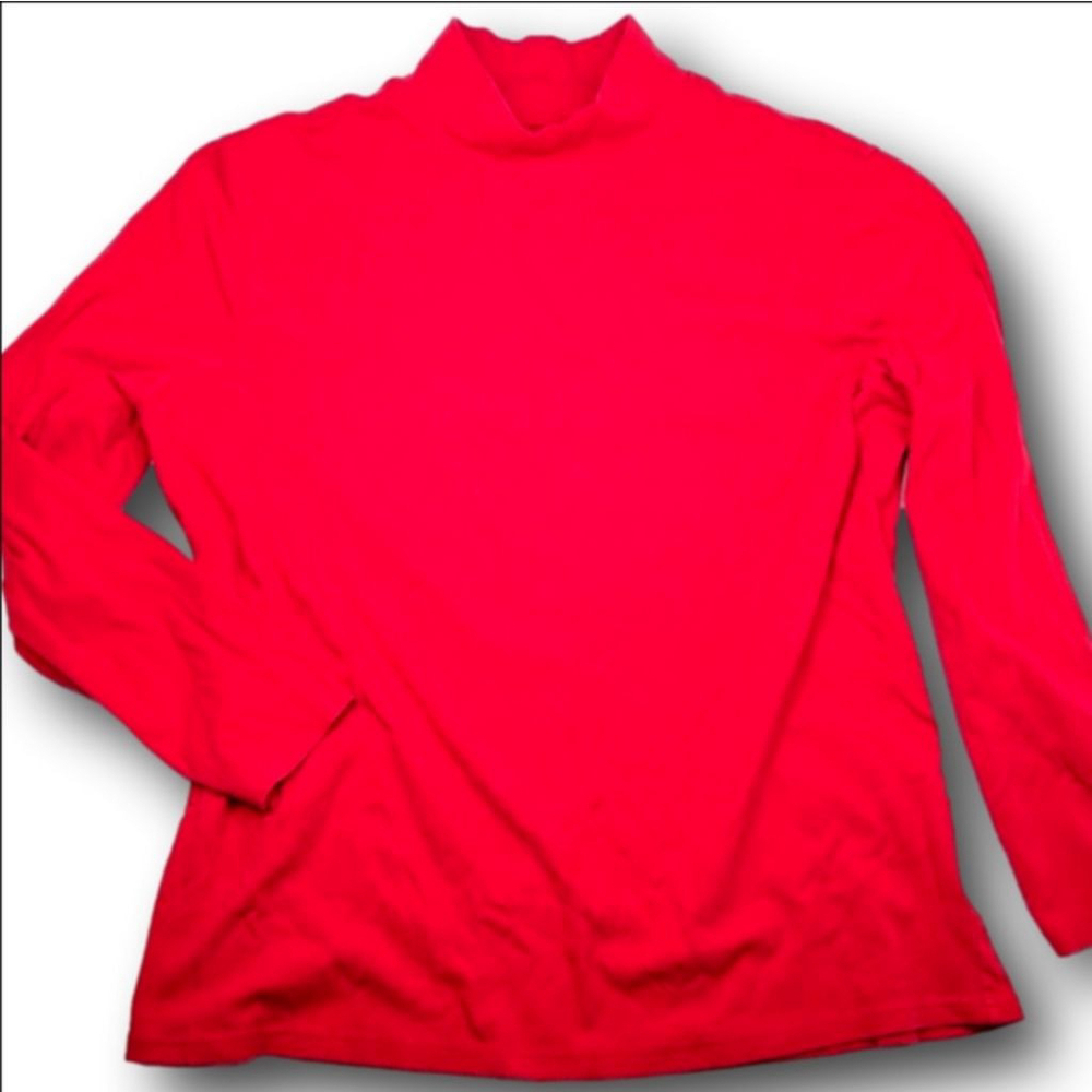 Women's Northcrest Red Long Sleeve Turtleneck Tee Plus Size 20W